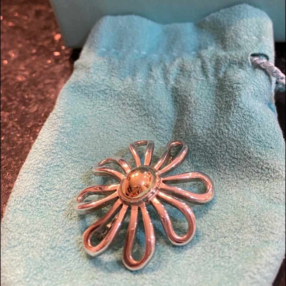 Tiffany Picasso sterling and 18 k Daisy pin